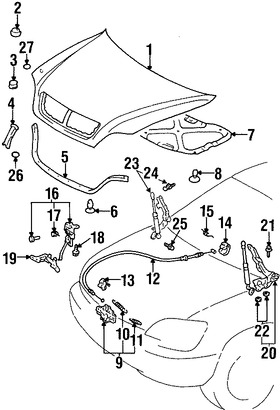 Foto de Bisagra del capo Original para Lexus RX300 Lexus GX470 Toyota Highlander Toyota 4Runner Marca LEXUS N�mero de Parte 5342048020