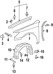 Foto de Protector de Guardafangos Original para Lexus ES350 2007 2008 2009 Marca LEXUS N�mero de Parte 5387633171