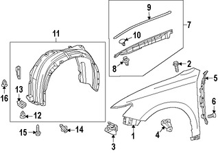 Foto de Guardafango Original para Lexus ES300h Lexus ES350 Marca LEXUS Nmero de Parte 5381133230