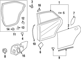 Foto de Panel externo de puerta Original para Lexus ES300h Lexus ES350 Marca LEXUS Nmero de Parte 6711433130