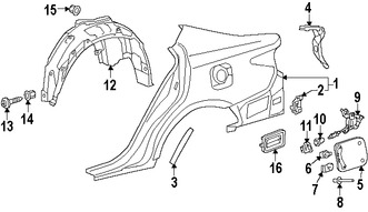 Foto de Panel Lateral Trasero Original para Lexus ES350 Lexus ES300h Marca LEXUS Nmero de Parte 6161133250