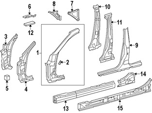 Foto de Refuerzo de Pilar B de Carroceria Original para Lexus GS350 Lexus GS450h Lexus GS200t Marca LEXUS Nmero de Parte 6103730121