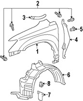 Foto de Protector de Guardafangos Original para Lexus RX400h 2006 2007 2008 Marca LEXUS N�mero de Parte 5380648041