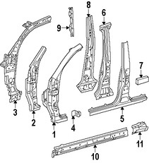 Foto de Refuerzo de Pilar A de Carroceria Original para Toyota Land Cruiser   Lexus LX570 Marca LEXUS Nmero de Parte 6110960080