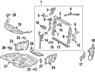 Foto de Guardasalpicaduras del soporte del radiador Original para Lexus CT200h 2014 2015 2016 2017 Marca LEXUS N�mero de Parte 5141076050