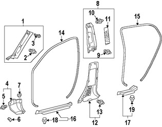 Foto de Juego de Molduras Pilar de Puerta Original para Lexus CT200h 2014 2015 2016 Marca LEXUS N�mero de Parte 6242076011A0
