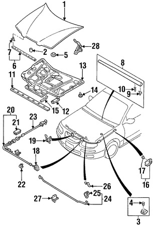 Foto de Bisagra del capo Original para Mazda Millenia Marca MAZDA N�mero de Parte T00152410A