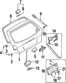 Foto de Soporte Elevaci�n Puerta Trasera Original para Mazda Protege5 2003 2002 Mazda Protege 2002 2003 Marca MAZDA N�mero de Parte B25R63620C