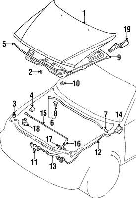 Foto de Aislamiento del capo Original para Mitsubishi Montero Sport 1997 Marca Mitsubishi Nmero de Parte MR230345