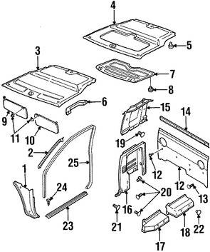Foto de Techo Interior Original para Nissan Frontier 1999 2000 Marca NISSAN N�mero de Parte 739107B821