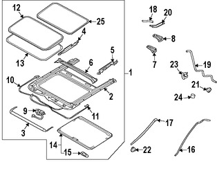 Foto de Sello del Techo Corredizo Original para Nissan Murano Infiniti FX35 Infiniti FX45 Marca NISSAN Nmero de Parte 912469W01A