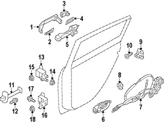 Foto de Bisagra de puerta Original para Infiniti FX35 Infiniti FX45 Infiniti M45 Nissan Leaf Nissan Rogue Marca NISSAN N�mero de Parte 82421AG000