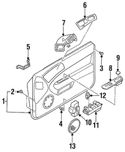 Foto de Switch de Bloqueo de la Perta Original para Nissan 240SX Nissan Pathfinder Infiniti QX4 Infiniti G20 Marca NISSAN Nmero de Parte 2521070F00