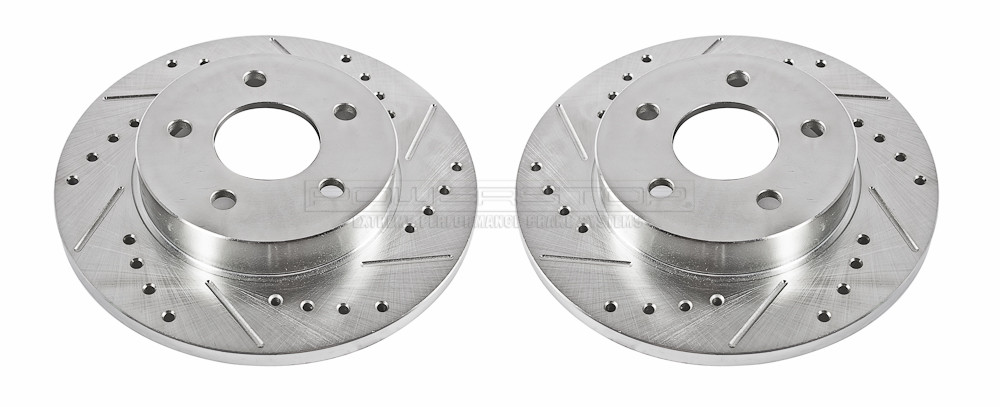 Foto de Conjunto de Rotor del Disco de Freno Extreme Performance Drilled & Slotted Rotors para Chevrolet Malibu Chevrolet Cobalt Chevrolet HHR Pontiac G6 Pontiac Pursuit Pontiac G5 Saturn Ion Saturn Aura Marca POWER STOP Parte #AR8295XPR