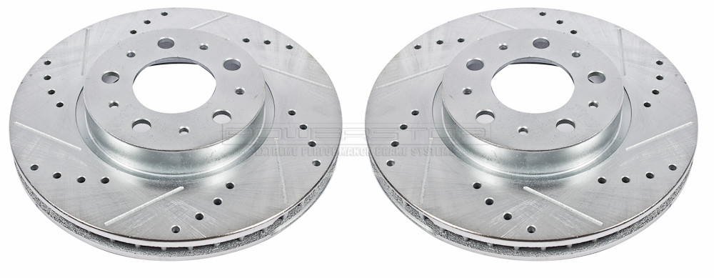 Foto de Conjunto de Rotor del Disco de Freno Extreme Performance Drilled & Slotted Rotors para Volvo 850 Volvo 960 Volvo C70 Volvo S70 Volvo S90 Volvo V70 Volvo V90 Marca POWER STOP Parte #EBR458XPR