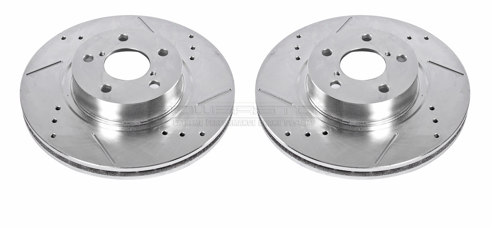 Foto de Conjunto de Rotor del Disco de Freno Extreme Performance Drilled & Slotted Rotors para Subaru Forester Subaru Impreza Subaru Legacy Subaru Outback Subaru BRZ Saab 9-2X Marca POWER STOP Parte #JBR730XPR