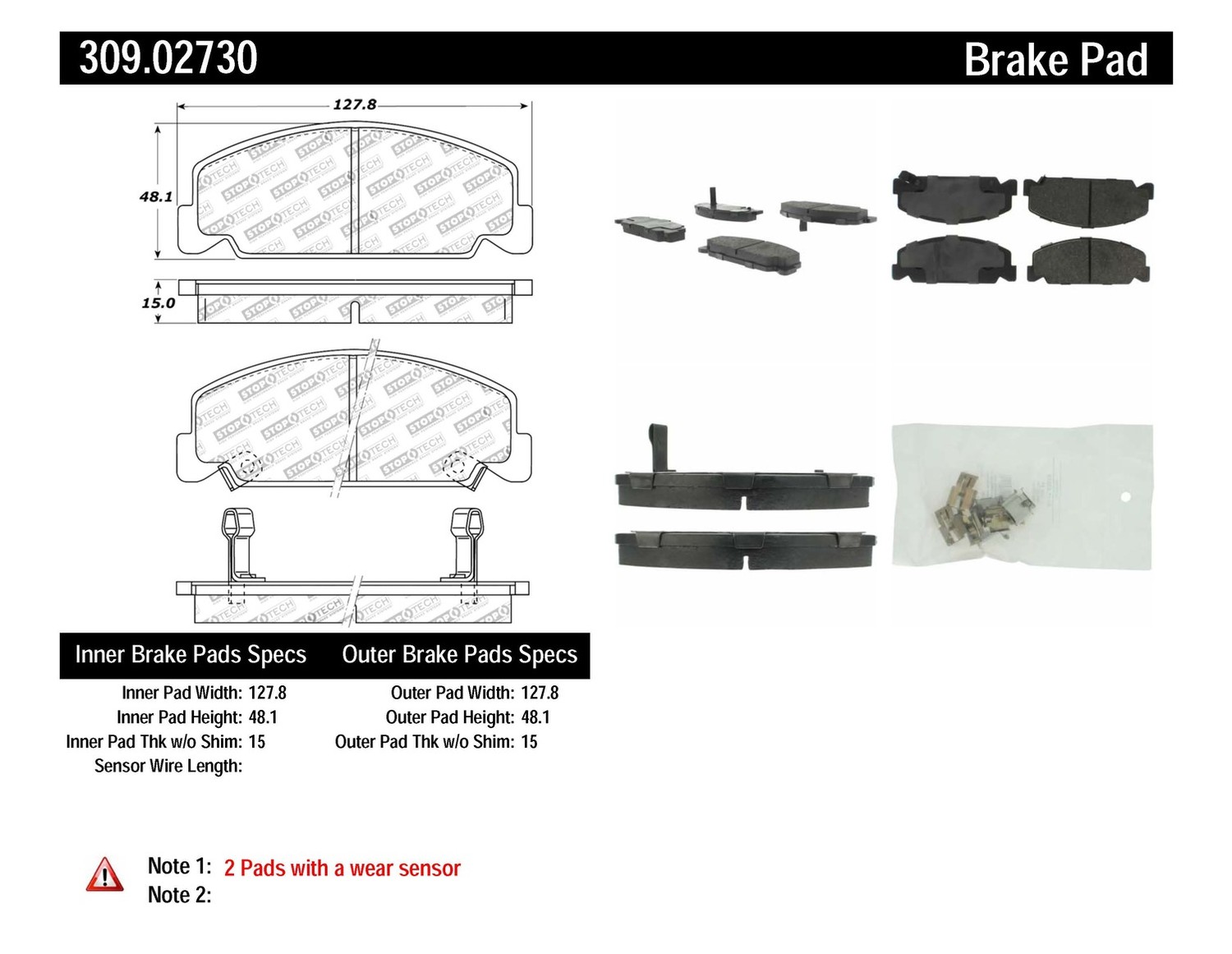 Foto de Pastillas de Freno StopTech Sport Pads para Honda Civic 2000 Marca STOPTECH N�mero de Parte 309.02730