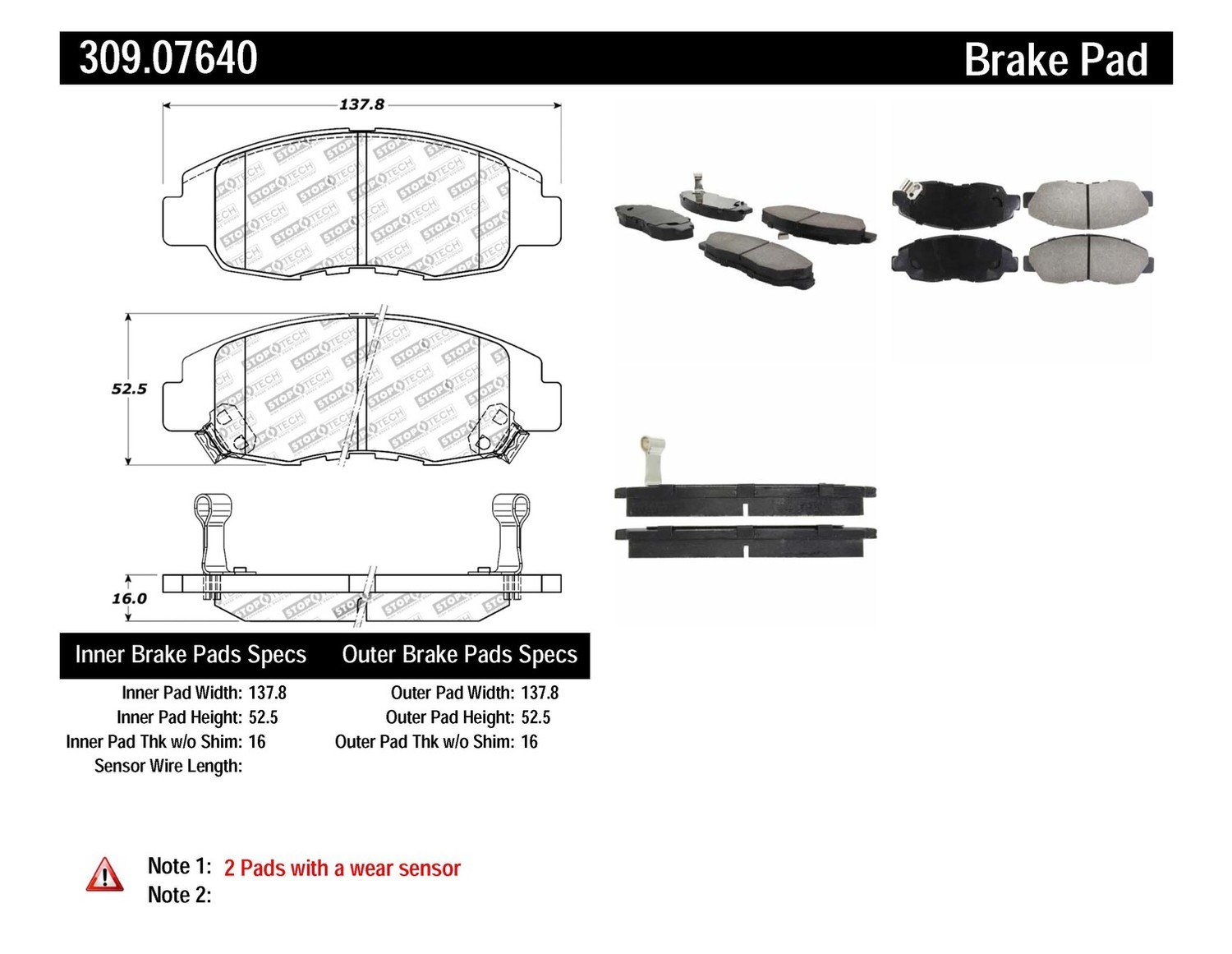 Pastilla de Freno de Disco StopTech Sport Pads para Honda Accord Honda