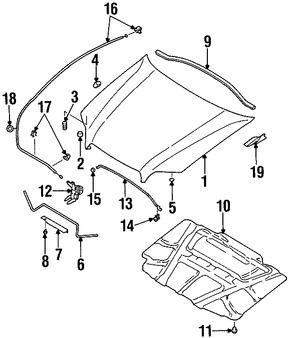 Foto de Clip del aislamiento del capo Original para Subaru Marca SUBARU N�mero de Parte 909130074