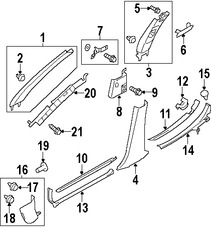 Foto de Juego de Molduras Pilar de Puerta Original para Subaru Legacy 2005 Subaru Outback 2005 Marca SUBARU Nmero de Parte 94012AG06AOR