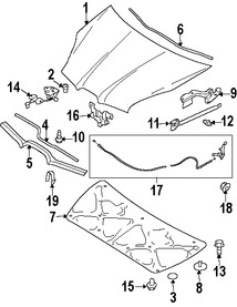 Foto de Sello del capo Original para Subaru B9 Tribeca Subaru Tribeca Marca SUBARU N�mero de Parte 57252XA01A