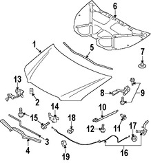 Foto de Sello del capo Original para Subaru Tribeca Marca SUBARU Nmero de Parte 57252XA09A