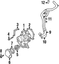 Foto de Manguera Bypass de refrigerante Original para Subaru Impreza Subaru Legacy Subaru Outback Subaru Forester Subaru Baja Subaru WRX STI Marca SUBARU Nmero de Parte 807612011