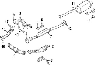 Foto de Tubo de Escape Original para Subaru Impreza Subaru Forester Subaru Outback Subaru Legacy Subaru WRX STI Marca SUBARU N�mero de Parte 44614AA000