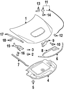 Foto de Soporte de Elevacin Puerta Trasera Original para Subaru Impreza Subaru Forester Marca SUBARU Nmero de Parte 57259FG000