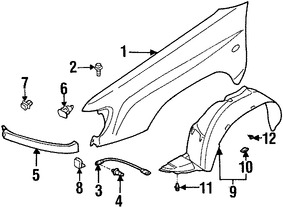Foto de Guardafango Original para Subaru Forester 1998 1999 2000 Marca SUBARU N�mero de Parte 57120FC060