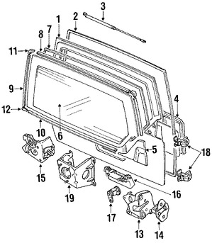 Foto de Soporte Elevacin Puerta Trasera Original para Suzuki Sidekick Marca SUZUKI Nmero de Parte 8185162A10