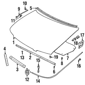 Foto de Aislamiento del capo Original para Suzuki Esteem Marca SUZUKI Nmero de Parte 7244160G12