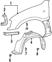 Foto de Guardafango Original para Toyota RAV4 1996 1997 Marca TOYOTA Nmero de Parte 5380142030