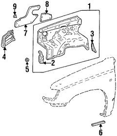 Foto de Refuerzo del protector del Guardafangos Original para Toyota 4Runner Marca TOYOTA Nmero de Parte 5374335010