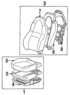 Foto de Respaldo completo de Asiento Original para Toyota MR2 Spyder 2000 2001 2002 Marca TOYOTA Nmero de Parte 7143017450E0