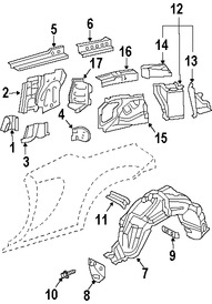 Foto de Refuerzo de Pilar B de Carroceria Original para Toyota MR2 Spyder 2000 2001 2002 2003 Marca TOYOTA Nmero de Parte 6132417010