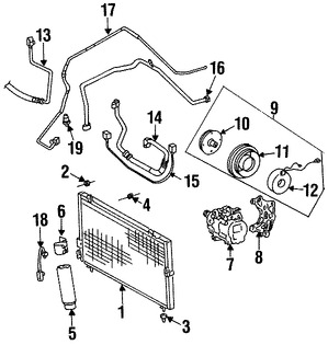 Foto de Manguera de succin Refrigerante Aire Acondicionad Original para Toyota Paseo 1996 Toyota Tercel 1995 1996 Marca TOYOTA Nmero de Parte 8871216410