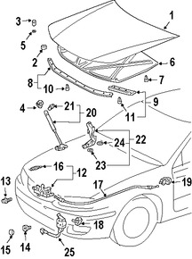 Foto de Aislamiento del capo Original para Toyota Solara 1999 2000 2001 2002 2003 Marca TOYOTA N�mero de Parte 5334106050