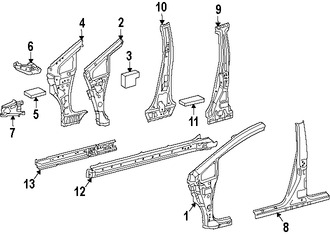 Foto de Refuerzo de Pilar B de Carroceria Original para Toyota Prius V 2012 2013 2014 2015 2016 2017 Marca TOYOTA Nmero de Parte 6103747050