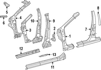 Foto de Refuerzo de Pilar B de Carroceria Original para Toyota Prius C Marca TOYOTA Nmero de Parte 6103852290