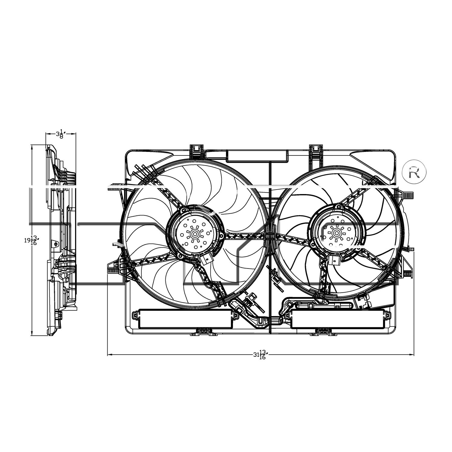 Foto de Ventilador Dual Condensador y Radiador  para Audi A6 Audi A4 Audi A5 Audi Q5 Audi Q3 Audi A4 allroad Marca TYC Nmero de Parte 622940