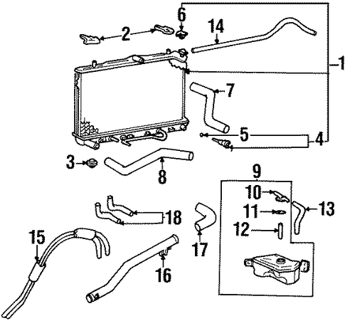 Foto de Montura del radiador para Hyundai Elantra 1996 1997 1998 1999 2000 Hyundai Tiburon 1997 1998 1999 2000 2001  ORIGINAL parte# 25310-27000