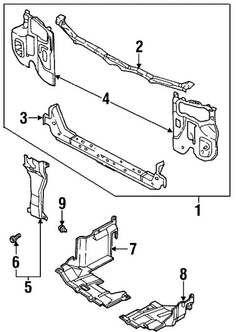 Foto de Barra sujecin soporte del radiador para Kia Sephia 1998 1999 2000 2001  ORIGINAL parte# 0K2AA-53100C